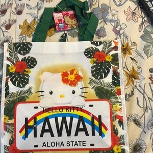 Hello Kitty White and Green Tropical Tote